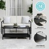 Martha Stewart Lily Pond Indoor-Outdoor Patio Coffee Table with Lower Shelf and Steel Frame in Black - 4 of 4