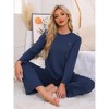 cheibear Women's Lounge Cute Cat Long Sleeve Tops with Pants Pajama Set - 3 of 4