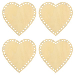 Unique Bargains Blank Wood DIY Craft Home Decoration Heart Crochet Basket Bottom 4 Pcs - 1 of 4