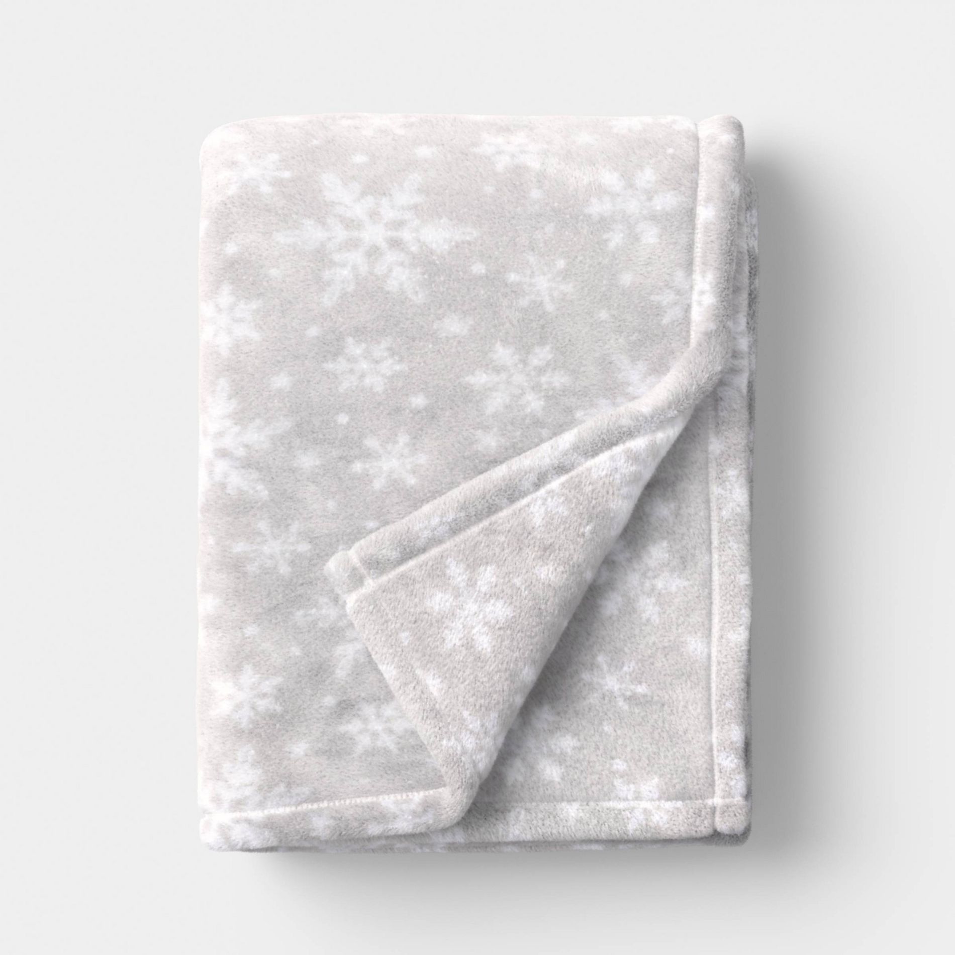 Christmas Snowflake Plush Throw Blanket Gray/White - Wondershop™