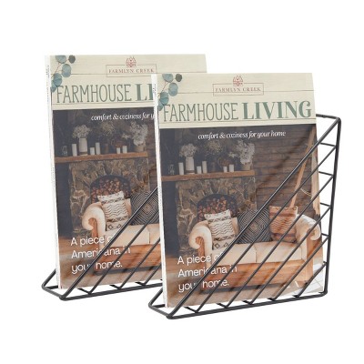 Farmlyn Creek 4 Pack Wall Mounted Triangle Rack, Black Metal File Holder (9 x 9 x 2.3 in)