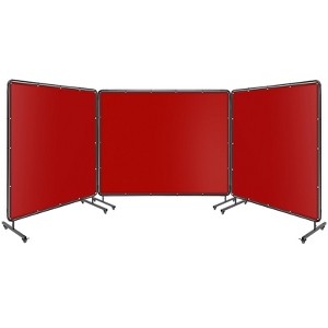3 Panel Vinyl Welding Screen with Metal Frame,Flame-Resistant Welding Protection Screen, Welding Screen Panel for Workshop,Industrial - 1 of 4