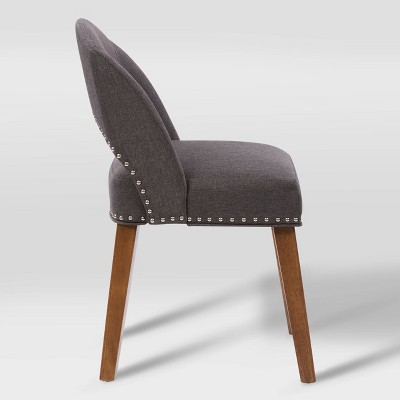 Tiffany Dark Gray Upholstered Side Chair with Wood Legs
