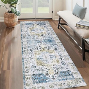 Area Rug Machine Washable Distressed Soft Non Slip Non Shedding Carpet Low Pile Throw Accent Rug for Bedroom Living Room - 1 of 4