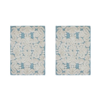 Medallion Collection 2 Piece 100% Cotton Tufted Bathroom Rug Set  with Non-Slip Backing, Machine Washable, Tumble Dry Bath Mat
