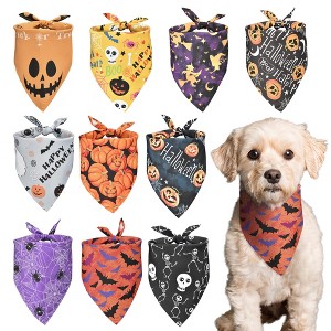 Yescom 10 Pack Halloween Dog Bandanas Triangle Bibs Scarf Pet Kerchief Pumpkin Ghost - 1 of 4