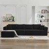 137.8" Corduroy Upholstery L-Shaped Cloud Modular Sectional Sofa with Left Chaise and Pillows, All-Foam Compression Design - 2 of 4