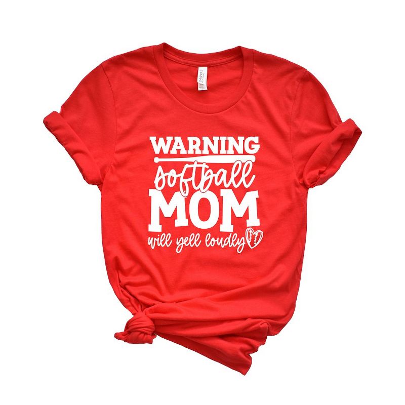 Simply Sage Market Women's Warning Softball Mom Short Sleeve Graphic Tee, 1 of 3