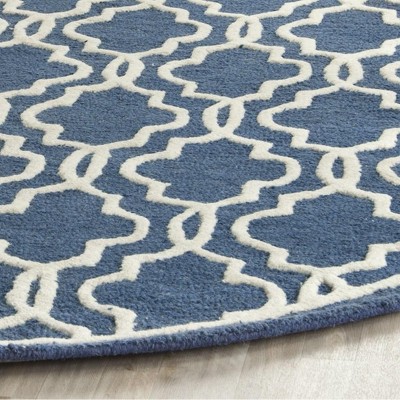 Hand-Tufted Cambridge Navy & Ivory Wool 9' x 12' Area Rug