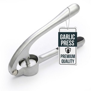 Garlic Press Set, Garlic Mincer with Silicone Peeler and Cleaning Brush, Easy Squeeze Ergonomic Handle, Rust Proof & Dishwasher Safe Garlic Crusher - 1 of 4