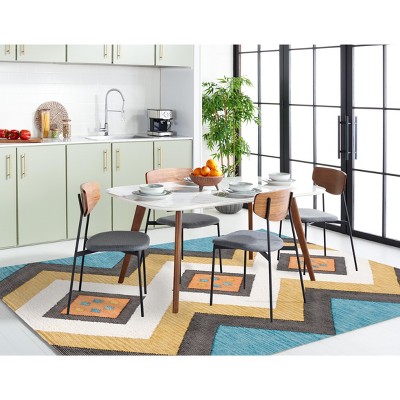 Hand-Knotted Black and Ivory Wool Rectangular Area Rug, 6' x 9'