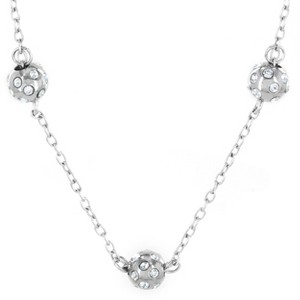 ELYA Women's Polished Cubic Zirconia Spheres Steel Necklace - 17.5" - 1 of 3