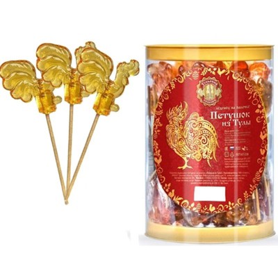 Lollipops Golden Bird Petushok 2.2 lb - Delicious Russian Confectionery with a Golden Touch.