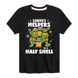 Boys' - Teenage Mutant Ninja Turtles - Santas Helpers In A Half Shell Short Sleeve Graphic T-Shirt - 1 of 4