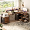 Besiost 66"-73" Reversible L-Shaped Desk with Charging Station, Home Office Computer Desk with LED Lights & Drawers - 3 of 4