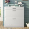 TIRAMISUBEST Slim Entryway Organizer with 2 Flip Drawers, Shoe Cabinet with Drawer, Free Standing Tipping Bucket Shoe Rack with LED Light - 3 of 4