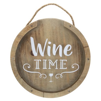 Northlight 12” Round Wine Time Cork Collector Wooden Hanging Wall Decoration