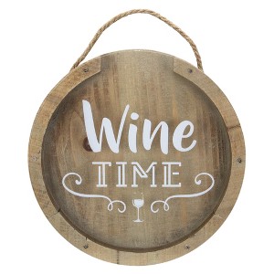 Northlight 12” Round Wine Time Cork Collector Wooden Hanging Wall Decoration - 1 of 4