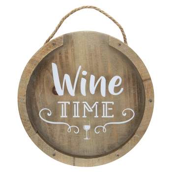 Northlight 12” Round Wine Time Cork Collector Wooden Hanging Wall Decoration