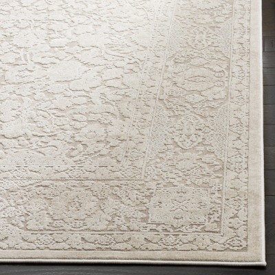 Beige Floral Synthetic 2'3" x 12' Runner Rug