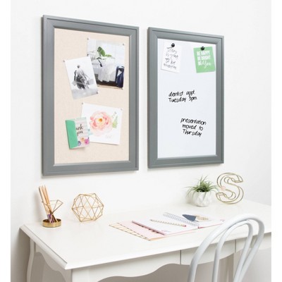 Gray Framed Magnetic Dry Erase Board 18.5x27.5