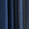 Modern Faux Linen Embroidered Edge With Attached Valance Window Curtain Panels Navy 52X84 Set - 3 of 4