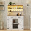 Fredees Sideboard Buffet Cabinet with Storage, LED Coffee Bar with 3-Color Lights & Charging Station for Kitchen, Dining & Living Room - 3 of 4