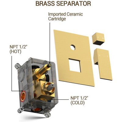 Large Brushed Gold Dual Square Wall Mounted Shower System