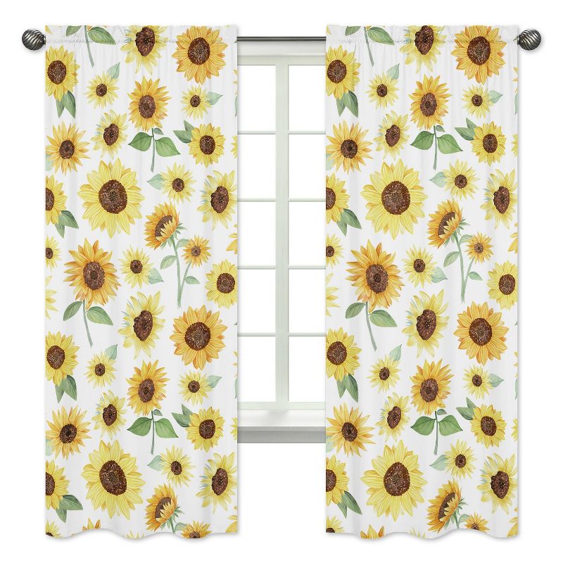 2pc Sweet Jojo Designs Sunflower Kids&#39; Window Panel, 1 of 7