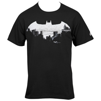 Mens Batman Gotham Cityscape in Symbol T-Shirt