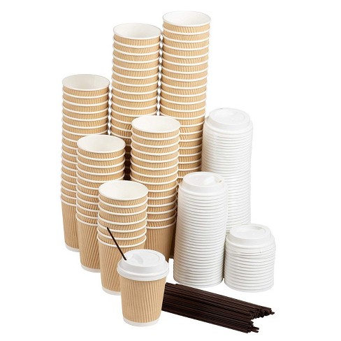 12 oz Pack of 100 Ballistics Theme Disposable Hot/Cold Paper Cups with Lids 