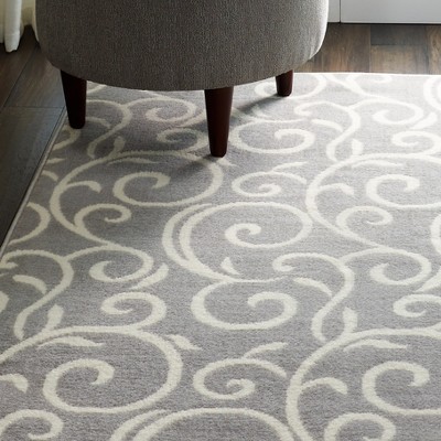 Abstract Vines Gray Hand-Knotted 4'x6' Reversible Area Rug