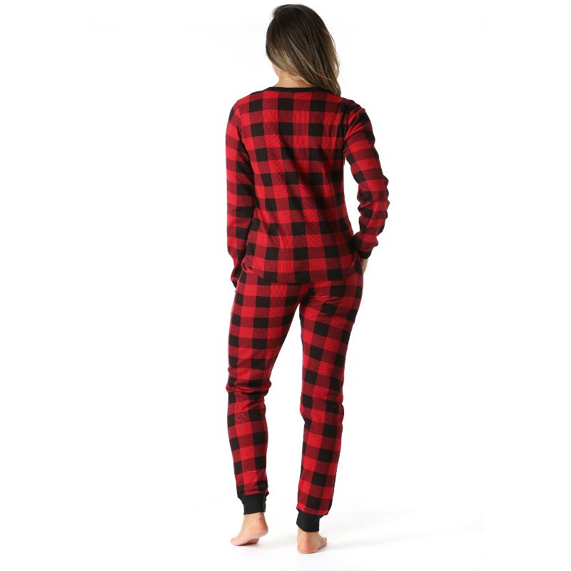 #followme Buffalo Plaid 2 Piece Thermal Pajama Set for Women -Jogger Winter Christmas PJs, 2 of 3