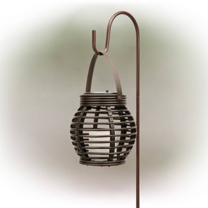 Solar Outdoor Lantern with Shepherd Hook Stake Brown - Alpine Corporation: LED, Weather-Resistant, Garden Lighting - 1 of 4