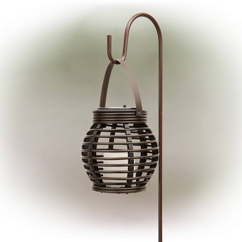 Solar Outdoor Lantern With Shepherd Hook Stake Brown - Alpine Corporation :  Target