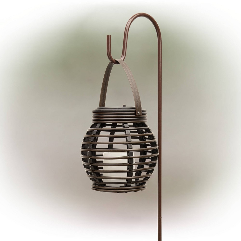 Photos - Floodlight / Street Light Solar Outdoor Lantern with Shepherd Hook Stake Brown - Alpine Corporation