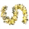 9ft Lifelike Christmas Garland Pre-Lit 50 Warm LEDs Timer 180 Tips Poinsettias Berries PVC/PE Indoor/Outdoor Use - 2 of 4