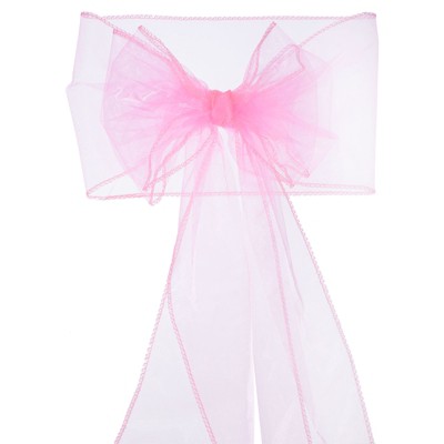 Unique Bargains Wedding Decoration Organza Ribbon Chair Sashes Bows 25 Pcs