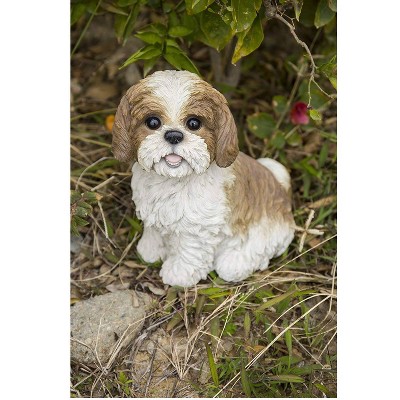 11" Polyresin Sitting Shih Tzu Puppy Statue Brown/White - Hi-Line Gift