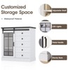 5 Drawers Storage Cabinet with Sliding Glass Door, LED Light, Wood Dresser - 4 of 4