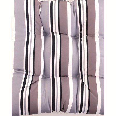 Gray Stripe Polyester Wicker Settee Cushion