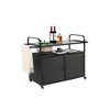 Anybear Patio Bar Table, Wicker Bar Cart with Cabinet, one ice bucket,Lockable Wheels, Side Basket for Garden, Poolside & Backyard, Black - 3 of 4