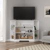 GustoWave Corner TV Stand, 45.3" Mid Century Modern TV Stand with Power Outlet & Storage for Living Room, Bedroom, White - 3 of 4