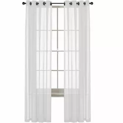 GoodGram Basic Home Grommet Top Single Sheer Window Curtains - 52 in. W x 45 in. L, White