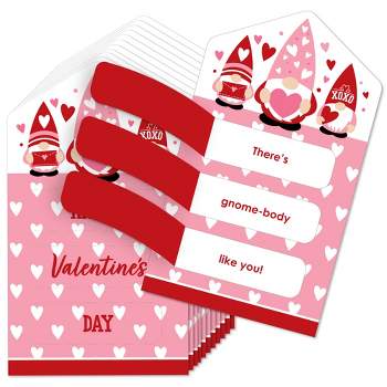 Big Dot of Happiness Valentine Gnomes - Valentine's Day Cards for Kids - Happy Valentine's Day Pull Tabs - Set of 12