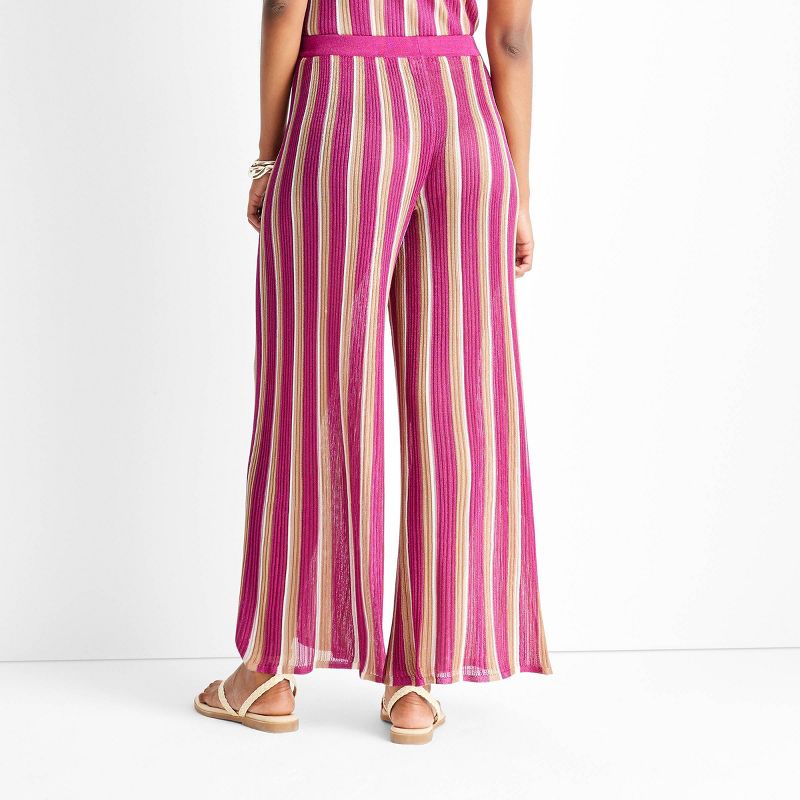 Women's Striped Wide Leg Sweater Pants - Future Collective™ with Jenny K. Lopez Pink, 2 of 9