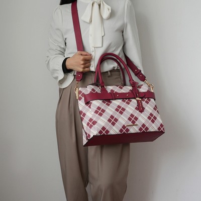MKF Collection Vivian Plaid Women’s Satchel Bag by Mia K - Burgundy Red — фото 4