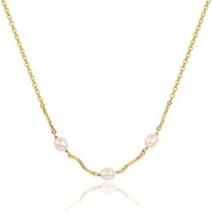14K Gold Plated Dainty Single Pearl Choker - Trendy Simple Women's Pearl Necklace Jewelry - 1 of 4
