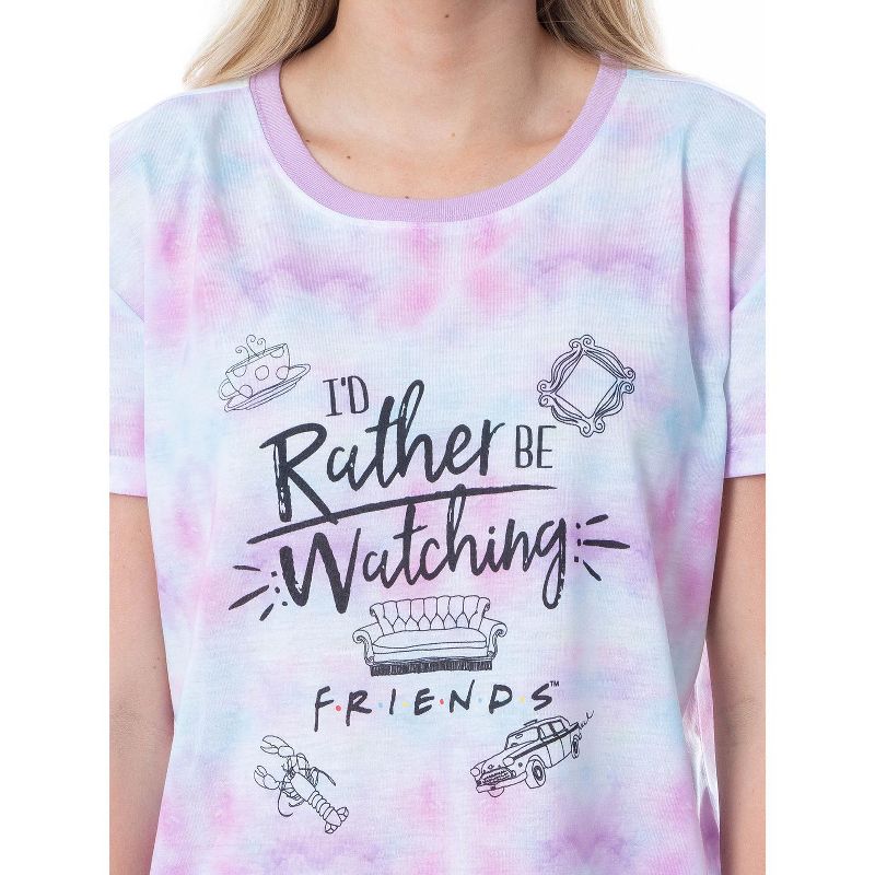 Friends TV Show Logo Womens' Rather Be Watching Sleep Jogger Pajama Set Multicolored, 3 of 7