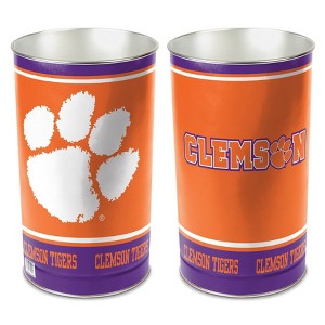 NCAA Clemson Tigers Waste Basket: Tin Indoor Trash Can, Open Top, 13-Gallon Capacity - 1 of 3